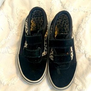 Girls black and leopard Velcro low tops
